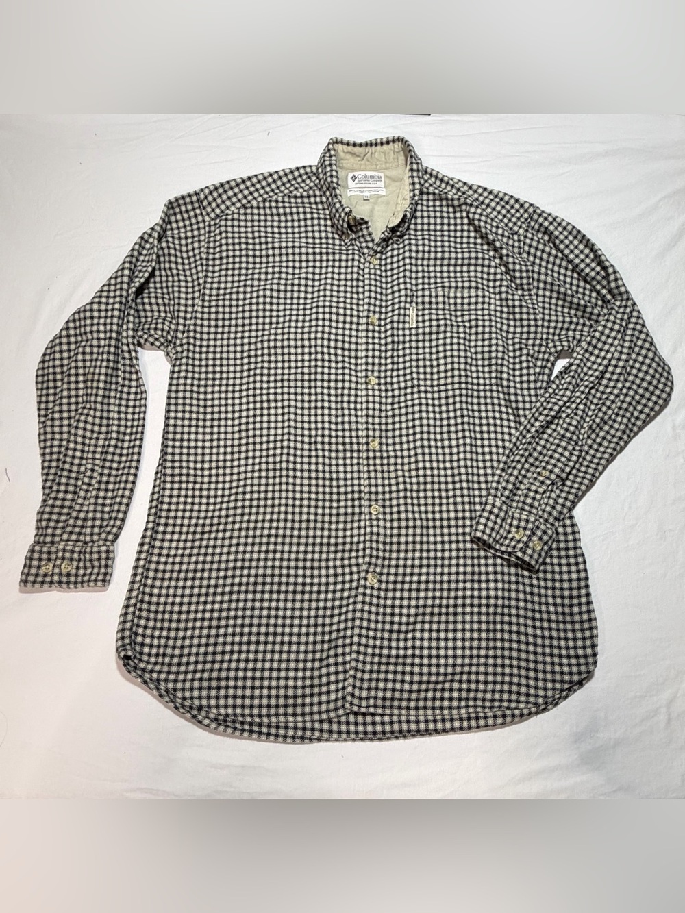 Vintage Columbia Black and White Checked flannel Shirt